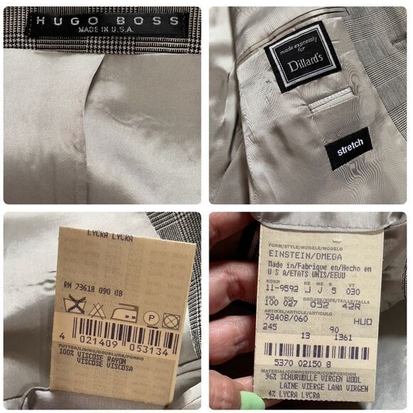 HUGO BOSS Plaid 3-Button Suit Jacket Sz 42R - Picture 12 of 14